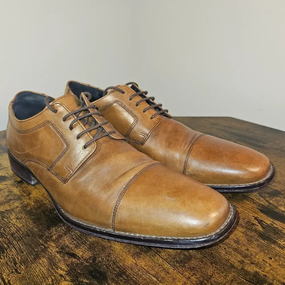 Johnston Murphy J Murphy Novick Brown Leather Cap Toe Derby Shoes Men 13 M 59115